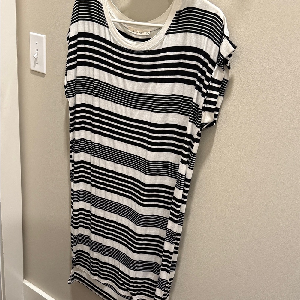 Ellison Black and White Striped Midi Dress